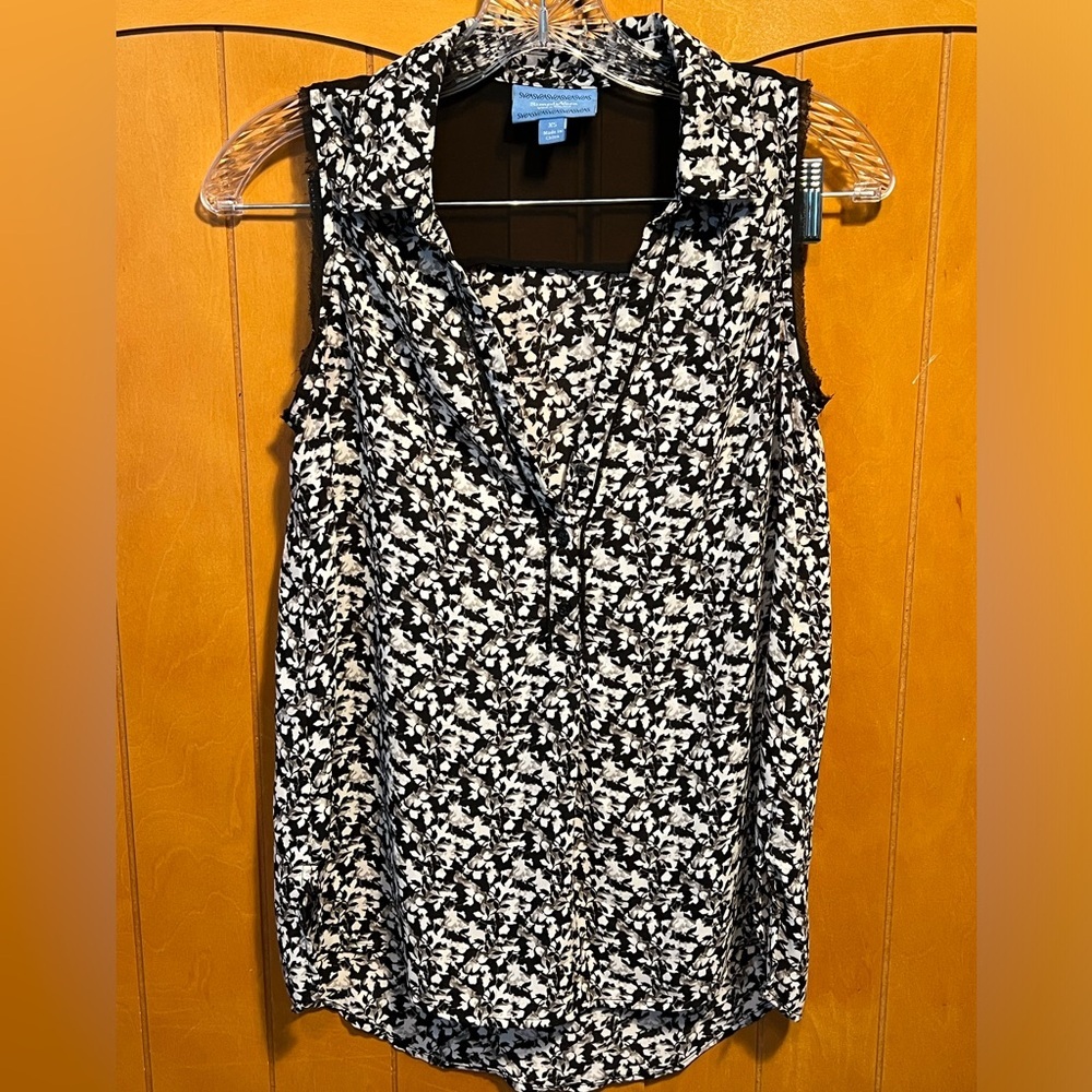 Simply Vera Vera Wang Black and Cream Patterned Tank Top